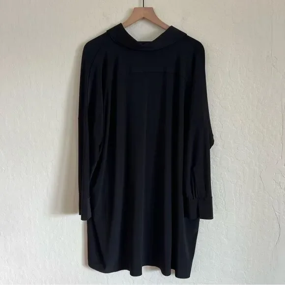 Norma Kamali Boxy Coverup Beach Shirt Tunic Dress Large Black Stretch Jersey - Picture 13 of 13